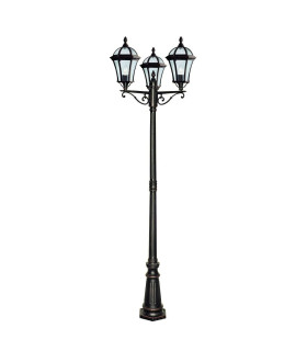 Capri 3 Light Outdoor Lamp Post Rustic Brown IP43 E27_Main
