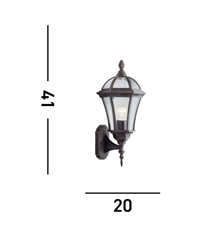 Capri 1 Light Outdoor Wall Lantern Rusty brown IP44 E27_Line