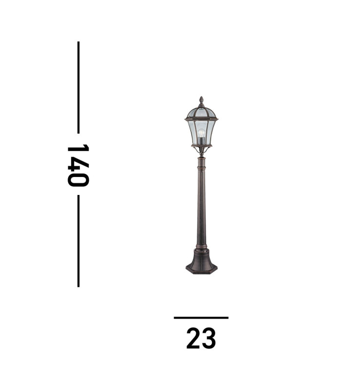 Capri 1 Light Outdoor Bollard Light Rustic Brown IP43 E27_Line