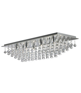 Hanna 8 Light Rectangle Ceiling Flush Light Chrome with Pyramid Crystals G9_Main