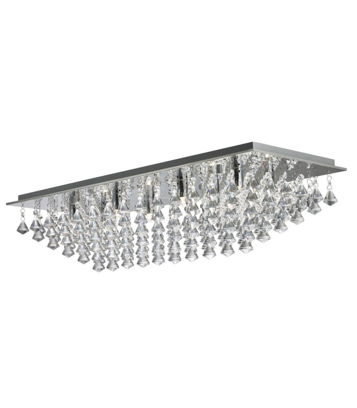 Hanna 8 Light Rectangle Ceiling Flush Light Chrome with Pyramid Crystals G9_Main