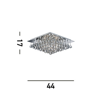 Hanna 6 Light Square Ceiling Semi Flush Light Chrome with Pyramid Crystals G9_Line