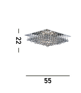 Hanna 8 Light Square Ceiling Semi Flush Light Chrome with Pyramid Crystals G9_Line