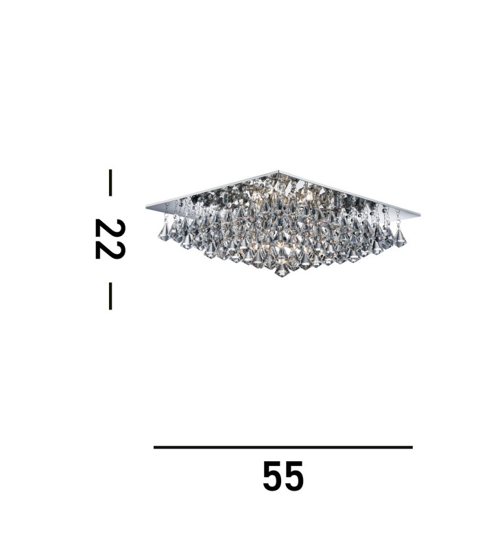 Hanna 8 Light Square Ceiling Semi Flush Light Chrome with Pyramid Crystals G9_Line