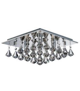 Hanna 4 Light Square Ceiling Semi Flush Light Chrome with Pyramid Crystals G9_Off