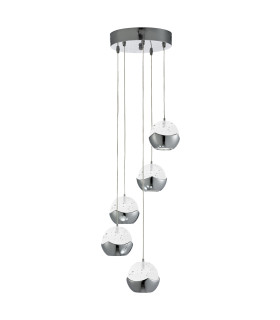 LED 5 Light Spiral Cluster Pendant Chrome_Main