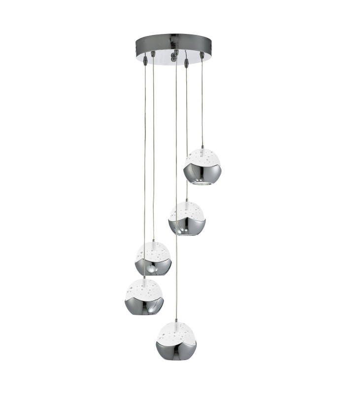 LED 5 Light Spiral Cluster Pendant Chrome_Main