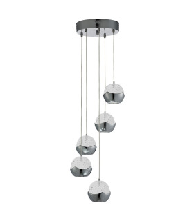 LED 5 Light Spiral Cluster Pendant Chrome_Off