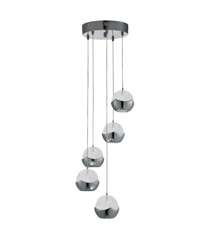 LED 5 Light Spiral Cluster Pendant Chrome_Off