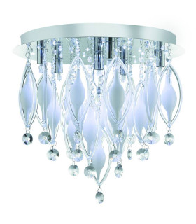 Spindle LED 6 Light Flush Ceiling Light Chrome and Glass with Remote G9_Main