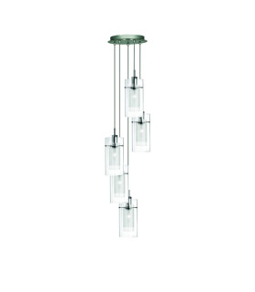 Duo 5 Light Spiral Cluster Pendant Chrome Glass E14_Main