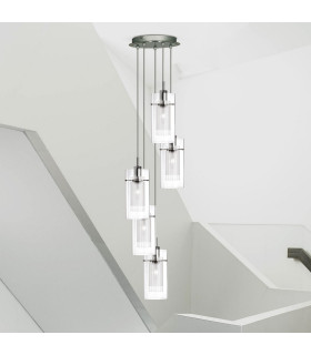 Duo 5 Light Spiral Cluster Pendant Chrome Glass E14_Room