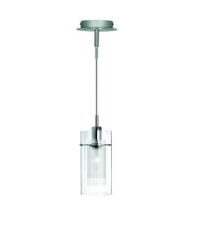 Duo 1 Light Ceiling Pendant Chrome Glass Single E14_Main