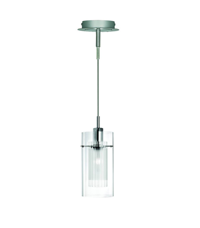 Duo 1 Light Ceiling Pendant Chrome Glass Single E14_Main
