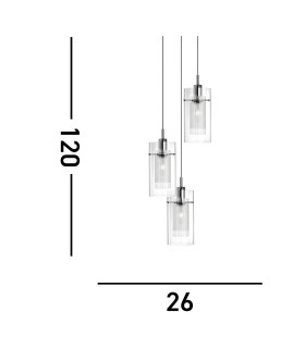 Duo 3 Light Cluster Pendant Chrome Glass E14_Line