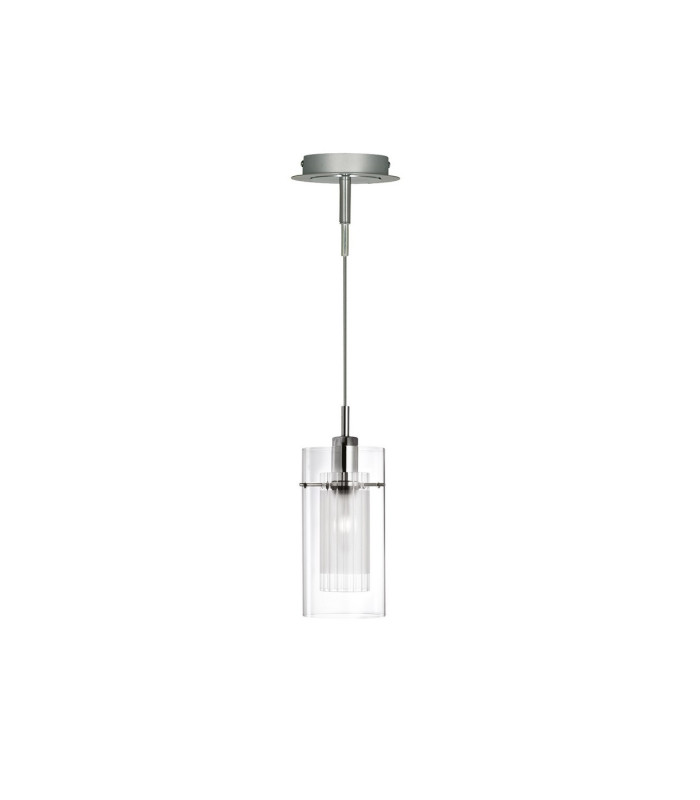 Duo 1 Light Ceiling Pendant Chrome Glass Single E14_Off