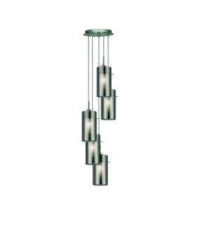 Duo 5 Light Spiral Cluster Pendant Chrome Smoked Glass Five E14_Main