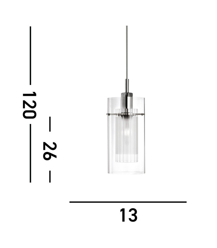 Duo 1 Light Ceiling Pendant Chrome Glass Single E14_Line