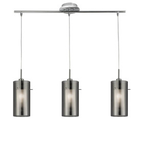 Duo 3 Light Ceiling Pendant Chrome Smoked Glass On Bar E14_Main