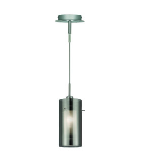 Duo 1 Light Ceiling Pendant Chrome Smoked Glass Single E14_Main