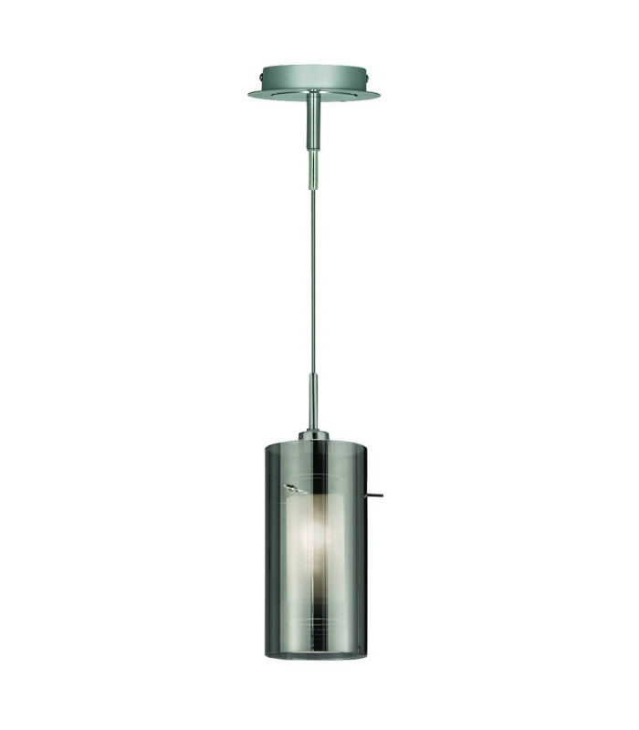 Duo 1 Light Ceiling Pendant Chrome Smoked Glass Single E14_Main