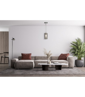 Duo 1 Light Ceiling Pendant Chrome Smoked Glass Single E14_Room