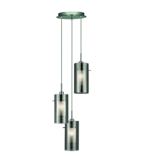 Duo 3 Light Cluster Pendant Chrome Smoked Glass On Plate E14_Main