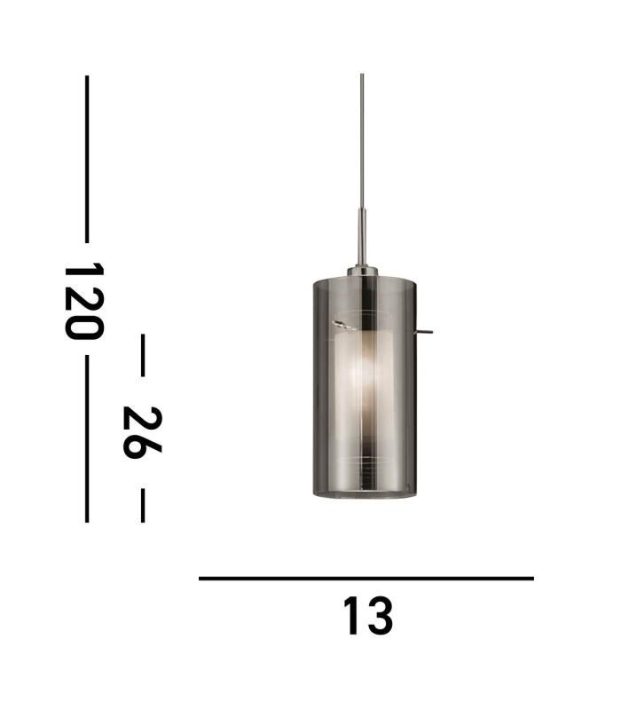 Duo 1 Light Ceiling Pendant Chrome Smoked Glass Single E14_Line