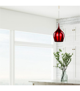 Vibrant 1 Light Large Dome Ceiling Pendant Red E27_Room