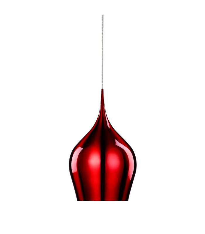 Vibrant 1 Light Large Dome Ceiling Pendant Red E27_Off