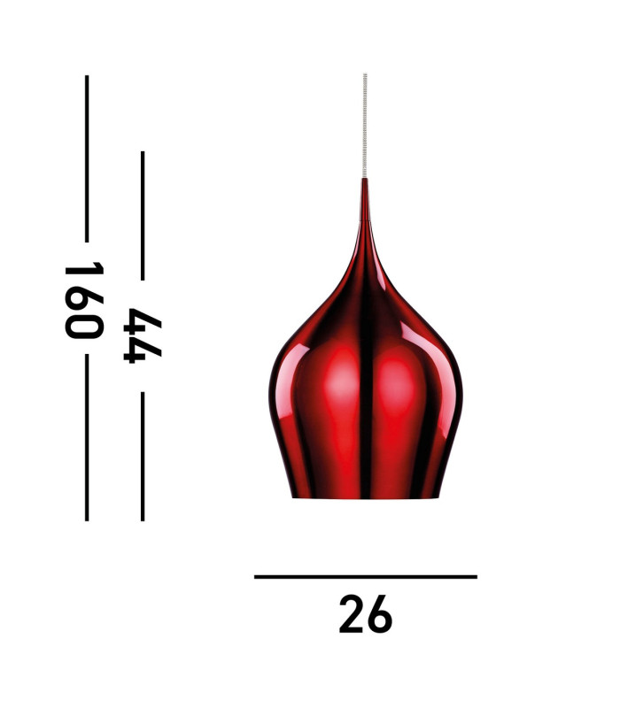 Vibrant 1 Light Large Dome Ceiling Pendant Red E27_Line