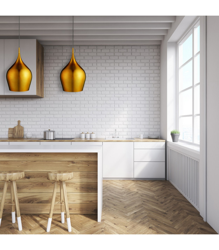 Vibrant 1 Light Large Dome Ceiling Pendant Gold E27_Room