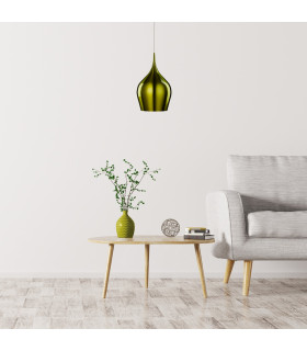 Vibrant 1 Light Large Dome Ceiling Pendant Green E27_Room