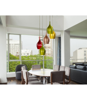 Vibrant 5 Light Cluster Pendant Coloured E14_Room