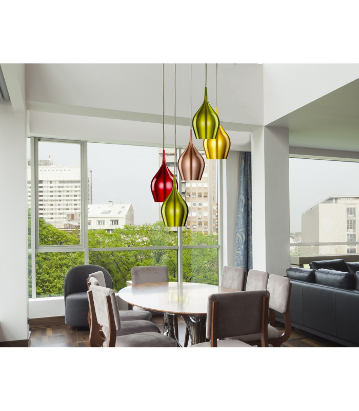 Vibrant 5 Light Cluster Pendant Coloured E14_Room