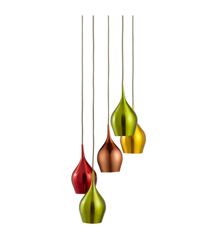 Vibrant 5 Light Cluster Pendant Coloured E14_Off
