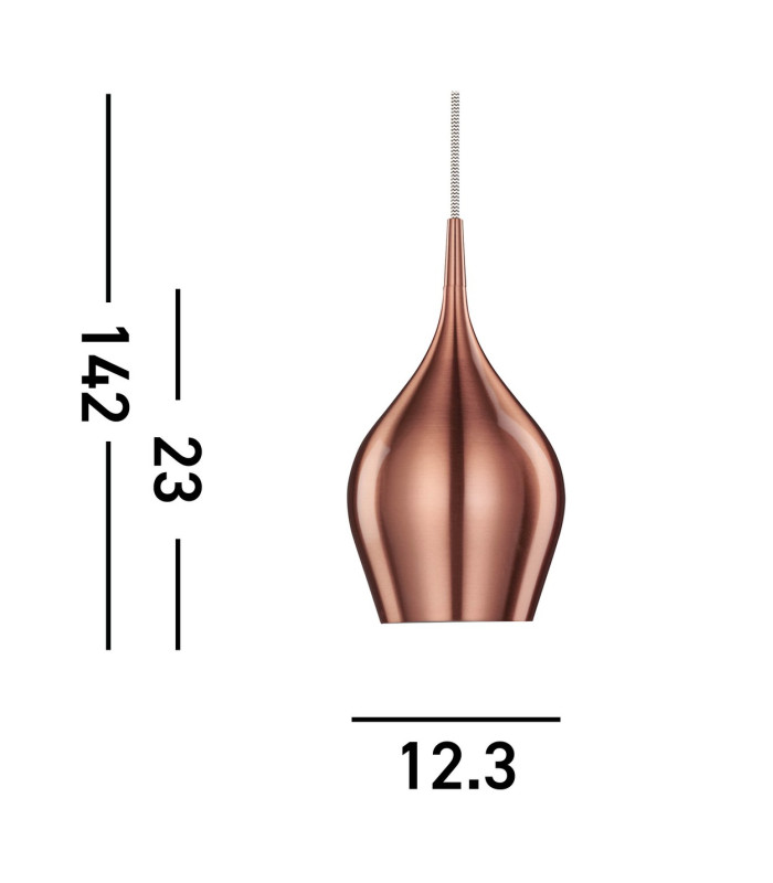 Vibrant 1 Light Small Dome Ceiling Pendant Copper E14_Line