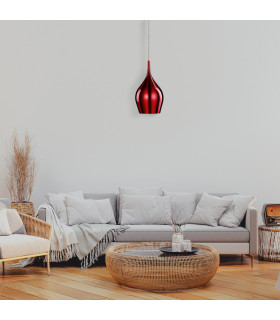 Vibrant 1 Light Small Dome Ceiling Pendant Red E14_Room