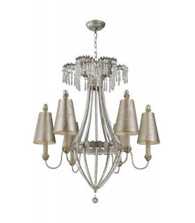 6 Light Multi Arm Chandelier Gold, Silver Finish, E27 - 1