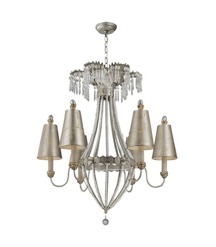6 Light Multi Arm Chandelier Gold, Silver Finish, E27 - 1