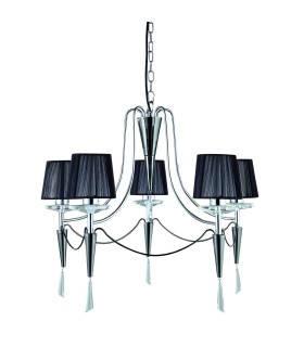 Duchess 5 Light Multi Arm Ceiling Pendant Chrome Black Chrome with Shades G9_Main