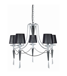 Duchess 5 Light Multi Arm Ceiling Pendant Chrome Black Chrome with Shades G9_Off