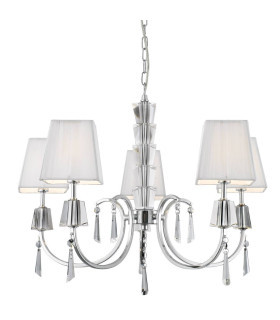 Portico 5 Light Multi Arm Ceiling Pendant Chrome Glass Crystals with Shades G9_Main