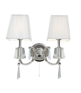 2 Light Indoor Glass Candle Wall Light Chrome Crystal with With Shades G9_Main