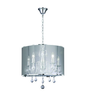 Venetian 5 Light Multi Arm Ceiling Pendant Chrome Crystals with Shade E14_Main