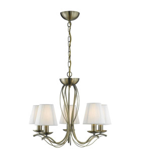 Andretti 5 Light Multi Arm Ceiling Pendant Antique Brass with Shades E14_Main