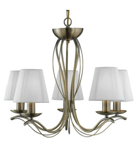 Andretti 5 Light Multi Arm Ceiling Pendant Antique Brass with Shades E14_Off