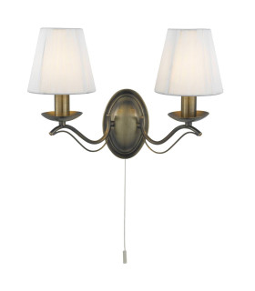 Andretti 2 Light Indoor Candle Wall Light Antique Brass with Shades E14_Main