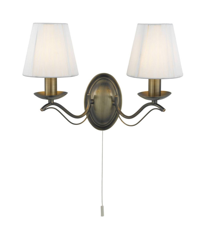 Andretti 2 Light Indoor Candle Wall Light Antique Brass with Shades E14_Main