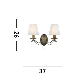Andretti 2 Light Indoor Candle Wall Light Antique Brass with Shades E14_Line